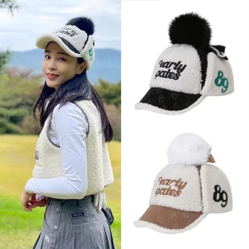 Golf kap kadın şapka sonbahar/kış sıcak Earcup kulaklık topu ile