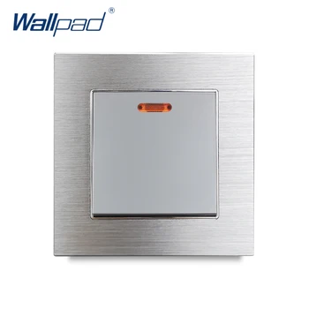 Gümüş 20A Su ısıtıcı LED göstergeli anahtar Wallpad 20A Duvar ışık anahtarı Saten Metal Panel Rocker Anahtarı Interrupteur