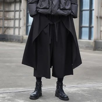 Gündelik erkek pantolonları Siyah Rahat Basit Bahar Ve Yaz Yeni Büyük Düz Pantolon Çift Katmanlı Tasarım Moda Kişilik