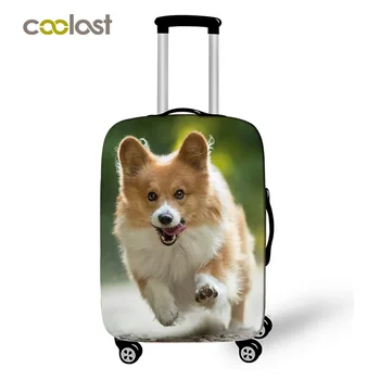 Güzel Corgi Köpek Seyahat Bagaj koruyucu kapaklar Kadın Sevimli bagages roulettes Kız Köpek Bavul Kapakları Seyahat Aksesuarları