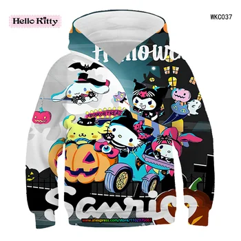Hello Kitty Hoodies Çocuk Oyunu 3D Baskılı Harajuku 2023 Sonbahar Kış Çocuk Rahat Grafik Karikatür Uzun Kollu 1-14Years