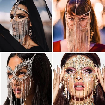 Hint Püskül Peçe yüz maskesi Kadın Taklidi Yüz Maskeleri Masquerade Dans Partisi Ziyafet Dekorasyon Yüz Aksesuarları Takı