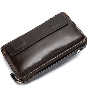 Iş Adamı Çanta Hakiki Deri debriyaj cüzdan Erkekler Uzun Deri Telefonu Çanta Çanta Erkek Kullanışlı Bozuk Para cüzdanı kart tutucu Para Çantası