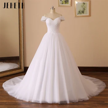 JEHETH Kristal Boncuk Kapalı Omuz Beyaz düğün elbisesi Sevgiliye vestidos elegantes para mujer gelin kıyafeti vestido de noiva