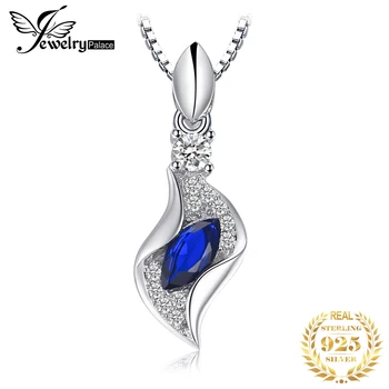 JewelryPalace Markiz Oluşturulan Mavi Spinel 925 Ayar Gümüş Kolye Kolye Kadınlar ıçin Güzel Takı Taş Gerdanlık Hiçbir Zincir