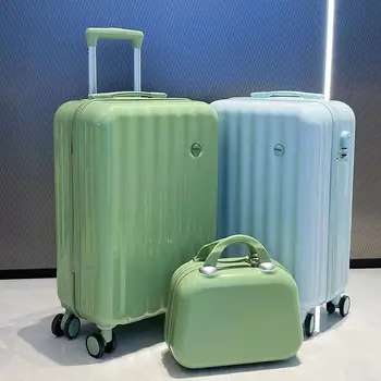 Kadın Seyahat Haddeleme Bagaj Setleri Adam taşıma kabin arabası bagaj çantası 2 ADET bagaj seti Gimbal tekerlekler haddeleme bagaj