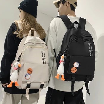 Kadın Sırt Çantası Naylon Unisex Seyahat Laptop Çantası Kore Tarzı Kolej Çift Sevgilisi Kawaii Schoolbag Bookbag Sırt Çantası
