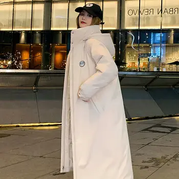 Kapşonlu Bayan Ceket Uzun Palto Parka Büyük Boy Ceket Kadın Orta uzun Kış Kalın Ceket Kadın Pamuk Yastıklı Sıcak Palto G133