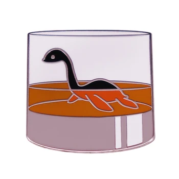Karikatür Su Plesiosaur Dinozor viski bardağı broş Yaka Pin alkollü içecek viski Rozeti 2021 yeni Aksesuarlar