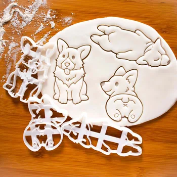 Kawaii Hayvan Bisküvi Kalıpları Sevimli Corgi Kitty Köpek Kedi Pet Plastik Kalıp DIY Bisküvi Kurabiye Aracı Ev Pişirme Malzemeleri