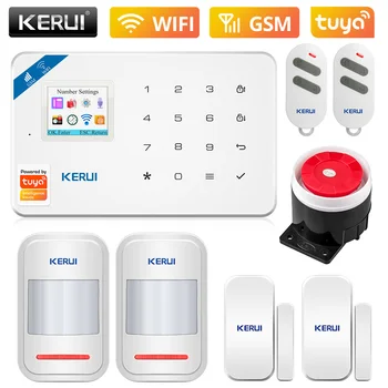 KERUI W181 Ev Akıllı güvenlik Alarm Sistemi Kablosuz WiFi GSM Tuya Kontrol App 1.7 İnç Renkli Ekran Operasyon Ses İstemi Ev Sahibi