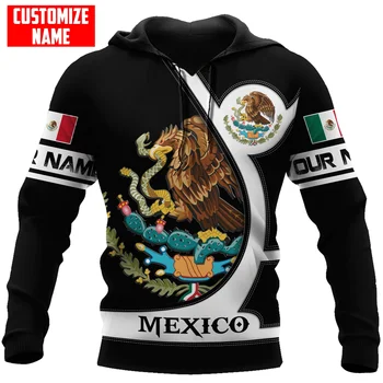Kişiselleştirilmiş Adı Meksika Bayrağı arması 3D Tüm Baskılı Erkek Hoodie Unisex Rahat Ceket zip hoodie sudadera hombre MT-109