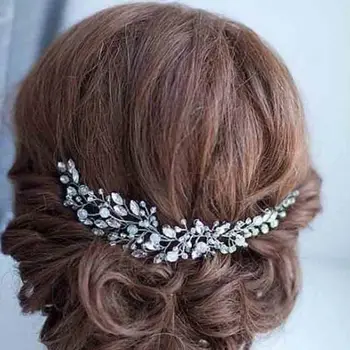 KMVEXO Moda Yapraklar gelin saç aksesuarları El Yapımı Kristal Saç Takı Düğün Aksesuarları Kafa Bandı Kadın Başlığı
