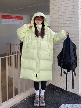 Kore Moda Uzun Kış Ceket Parka Kadın Streetwear Uzun Kapşonlu Ekmek Ceket Pamuk Ceket Kadın Giysileri Kalın Sıcak 2022 Yeni