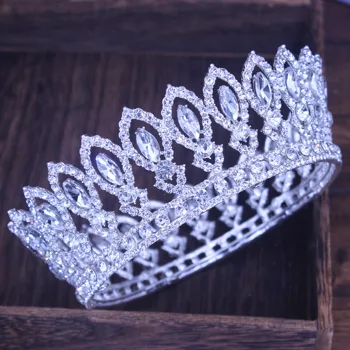 Kristal Kraliçe Tiara Taç Düğün Gelin Pageant Diadem Gelin Tiaras ve Taçlar Başlığı Kadın Saç Takı Aksesuarları