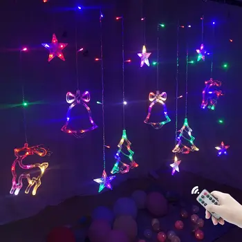 LED Noel Perde ışık zinciri Garland Peri İşıklar Parti Tatil Düğün İçin Yeni Yıl Dekorasyon 2022 Noel Süs Dekor