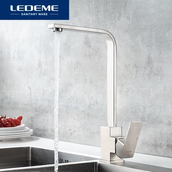 LEDEME Mutfak Musluklar paslanmaz çelik mutfak lavaboları Musluk 360 Derece Dönen Düz mutfak mikseri Dokunun Soğuk ve Sıcak Su L74033
