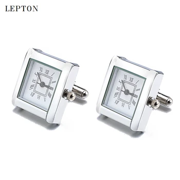Lepton Fonksiyonel İzle Kol Düğmeleri Erkekler İçin Kare Gerçek Saat kol düğmeleri Pil İle Dijital Erkek İzle Kol Düğmesi Relojes gemelos