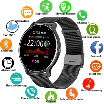 LIGE 2021 Yeni Renkli Ekran Dijital İzle Kadın erkek Tam Dokunmatik Spor İzci Kan Basıncı Saat Kadınlar Smartwatch Xiaomi