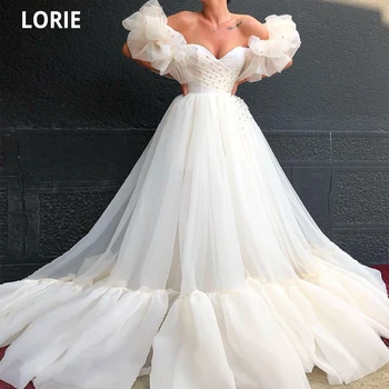 LORIE Organze balo kıyafetleri Resmi Kapalı Omuz Boncuk Abiye giyim Plaj Boho Güzellik pageant Elbise Bağlama Artı Boyutu