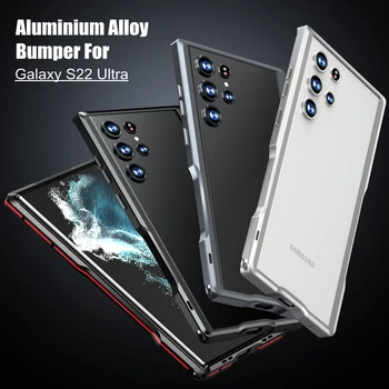 Lüks Metal Tampon Durumda Samsung Galaxy S22 Ultra Artı Durumda Darbeye Dayanıklı Zırh Düzensiz Alüminyum Kapak İçin Galaxy S21 Ultra