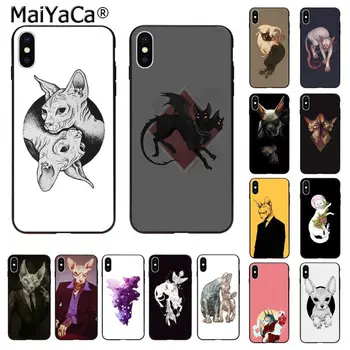 MaiYaCa hayvan Sphynx Tüysüz kedi Baskı Çizim telefon kılıfı iphone SE 2020 11 pro 8 7 66S Artı X XS MAX 55S SE XR