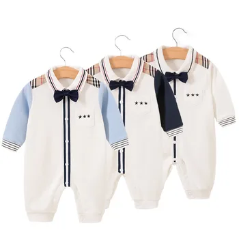 Marka Yenidoğan Bebek Romper Tulum Yeni Doğan Erkek Giysileri Ekose Onesie Giyim Twins Yürüyor Güz Babygrow Şeyler