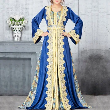 MD Müslüman Kaftan Abaya Baskılı uzun elbise Kimono Kadınlar Dubai Türk İslam Giyim Gevşek Büyük Boubou Djellaba Femme Marocaine