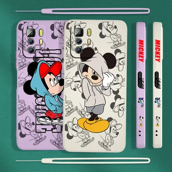 Mickey Minnie Disney Sevimli Xiaomi Redmi İçin Not 11T 11 11S 10T 10 9T 9S 9 8T 8 7 6 5 Pro Sıvı Sol Halat telefon Kılıfı Kapak