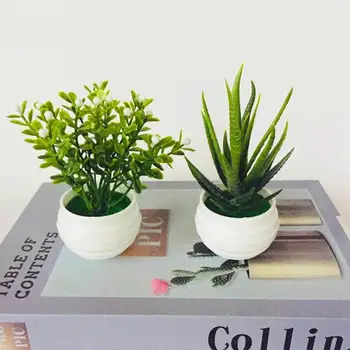 Mini Yapay Aloe Bitkiler Bonsai Küçük Simüle Ağaç Saksı Bitkileri Sahte Çiçekler ofis masası Saksı Süsler ev bahçe dekoru