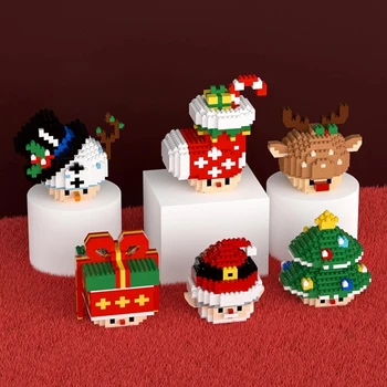 Mini Yapı Taşları Noel Tuğla Blok Kitleri Çocuk Çocuk Oyuncak Figürü Noel Hediyesi Noel Baba Ayı Kardan Adam Ağacı Elk Çorap
