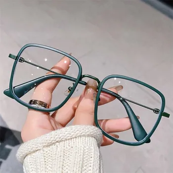 Moda Kadın ve Erkek Anti-Mavi Gözlük Kişilik Kare Gözlük Boy Çerçeve Gözlük Sadelik Gözlük