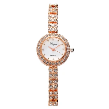 Moda quartz saat Kadınlar Lüks Kristal elmas Bilezik Kol Saati Basit Gül Casual Bayanlar Elbise Spor İzle Saat