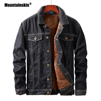 Mountainskin erkek Kot Ceket Kış Kalın Kadife Erkek sıcak tutan kaban Kovboy Jean Ceketler Erkek Moda Rüzgar Geçirmez Mont SA855