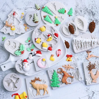 Noel Serisi silikon kalıp Fondan Kalıp Kek Dekorasyon Aracı Çikolata, Gumpaste Kalıp, Sugarcraft, Mutfak Alet
