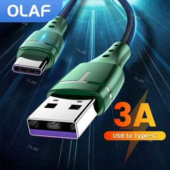 OLAF 3A USB C Kablosu İçin LED İle Huawei Mate 40 Samsung S20 Xiaomi 12 Hızlı Şarj USB Tipi C Şarj Mikro USB Kabloları