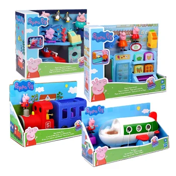 Orijinal Hasbro Peppa Domuz Keşfetmek Süpermarket Akvaryum Tren Sıcak Ev Figürleri çocuk oyuncakları Koleksiyonu Süsler Modeli Hediyeler