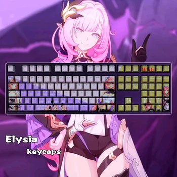 Oyun Honkai Darbe 3 Elysia Keycaps Klavye Dekorasyon Kapaklar 108 Tuşları Pbt Karikatür Anime Klavye Kiraz Yüksekliği