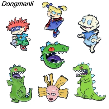 P3555 Dongmanli Anime Figürü Dinozor Metal Emaye Pimleri ve Broşlar Moda Yaka Pin Sırt Çantası Rozeti Hediyeler