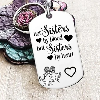 Paslanmaz Çelik En İyi Arkadaşı Kardeş Anahtarlık BFF Anahtarlık Değil Kan Sisters Ama Kız kardeşinin Kalp Şeklinde Hediye