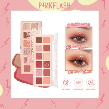 PİNKFLASH #PinkDessert 12 Renk Göz Farı Paleti Yüksek Pigment Pürüzsüz Toz Su Geçirmez Uzun ömürlü Mat Glitter Göz Farı