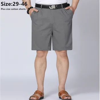 Resmi Şort Orta Yaşlı Ve Yaşlı Insanlar Erkekler Yaz Baba Pamuk Ince Artı Boyutu 42 44 46 Siyah Düz Yarım Pantolon