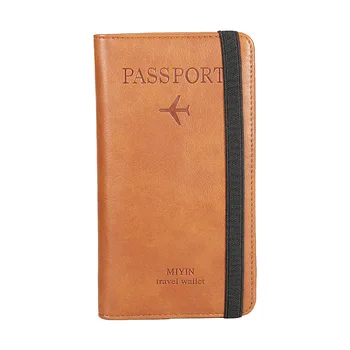 RFID Vintage İş Pasaport Tutucu Kapakları Çok Fonksiyonlu KİMLİK Banka Kartı Kadın Erkek deri cüzdan Kılıf Seyahat Aksesuarları Adı