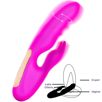 Silikon G-Spot Tavşan Vibratör Şarj Edilebilir Klitoris Stimülatörü Suya Dayanıklı Yapay Penis Yetişkin Seks Oyuncak Kadınlar için Çift Stimülasyon