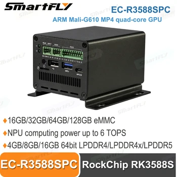 Smartfly EC-R3588SPC Rockchip RK3588S 8 K Endüstriyel Anabilgisayar 8nm Cortex-A76 NPU 6 Üst Desteği Android Ubuntu masaüstü ve Sunucu
