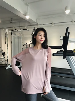 Spor Üst kadın Gevşek Koşu Bluz Çabuk Kuruyan T-Shirt Yoga Uzun Kollu İlkbahar Ve Sonbahar Spor Takım Elbise