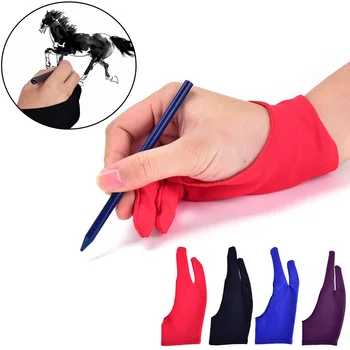 Sıcak! Siyah 2 parmak sanatçı eldiven anti-fouling çizim boyama dijital tablet yazma eldiven Sanat Öğrencileri için