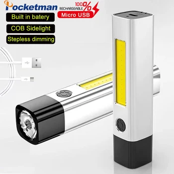 Taşınabilir COB mini el feneri kademesiz karartma USB şarj edilebilir el feneri Torch bisiklet ışık kamp ışık su geçirmez lanterna