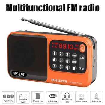 Taşınabilir FM Radyo Mini Radyo Alıcısı El Hoparlör USB / TF MP3 Müzik Çalar ile lcd ekran Desteği Kulaklık Tipi-C Şarj