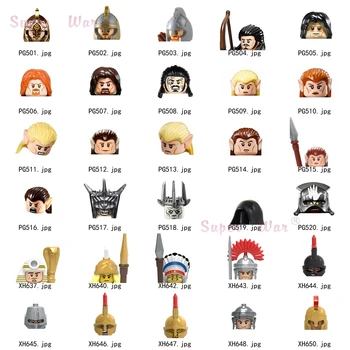 Tek Ortaçağ Film Şövalyeleri Aragorns Uruk saç Wraiths Figürleri Kafa aksesuarları oyuncak inşaat blokları Serisi-128